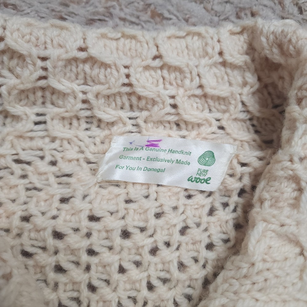 Handknit Garment Exclusively Made in Donegal Pure Wool Cable Womens M Cardigan - Picture 4 of 10